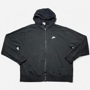 Nike Black Full Zip Hoodie Mens Large Embroidered Swoosh Streetwear